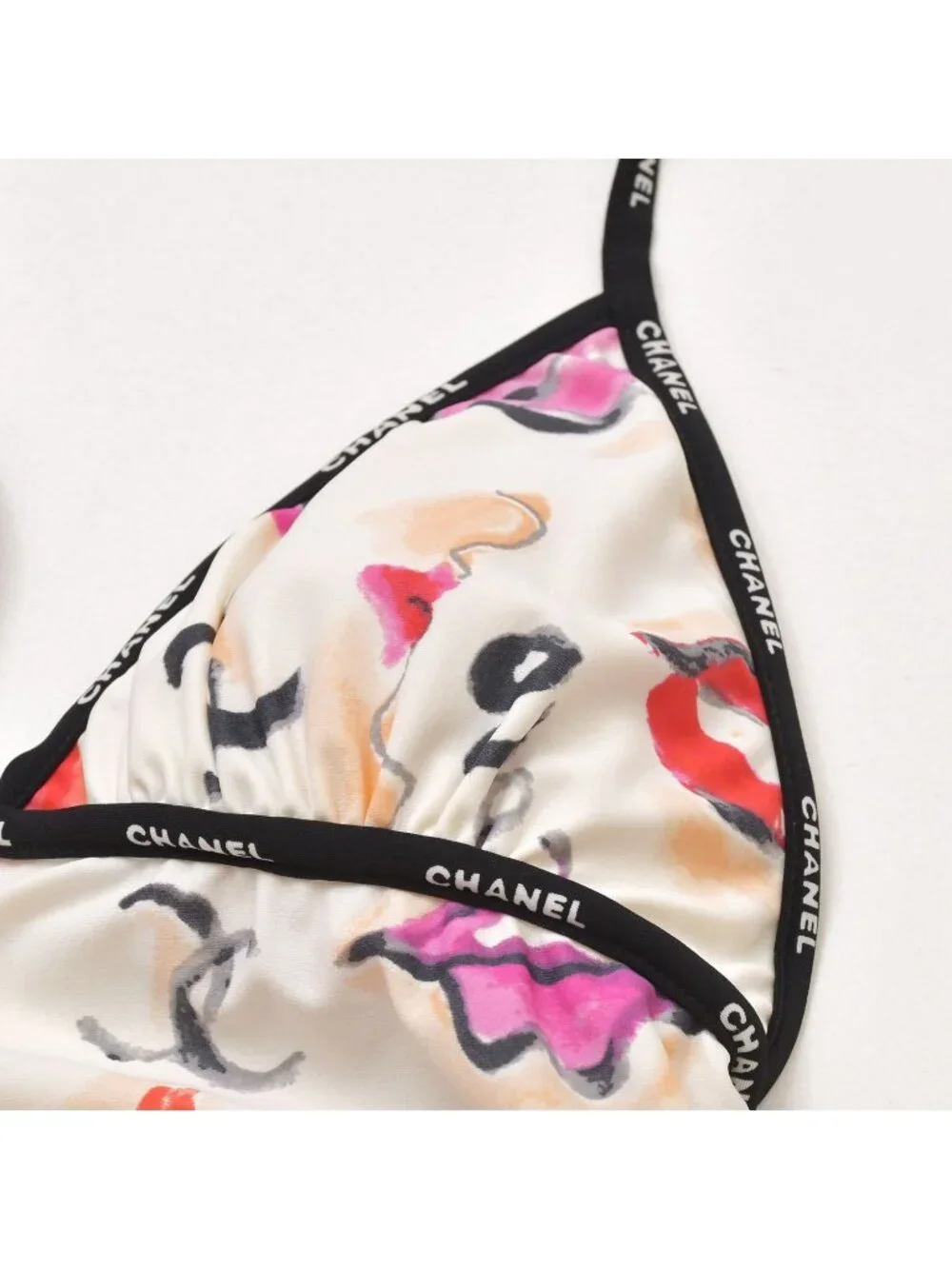Chanel Maillot Dress CC Logo Lip All Over Print Spandex Nylon 4 40
